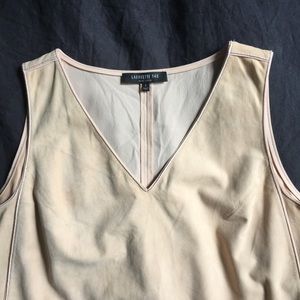 lafayette 148 leather & silk top